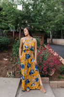 Golden Sunrise Floral Maxi Dress