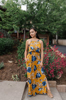 Golden Sunrise Floral Maxi Dress