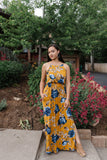 Golden Sunrise Floral Maxi Dress