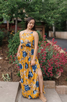 Golden Sunrise Floral Maxi Dress
