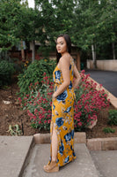 Golden Sunrise Floral Maxi Dress