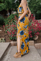 Golden Sunrise Floral Maxi Dress