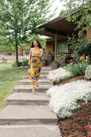 Golden Sunrise Floral Maxi Dress