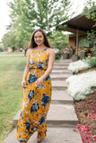 Golden Sunrise Floral Maxi Dress