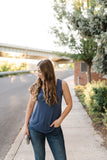 Essential Tank Top In Coal Blue