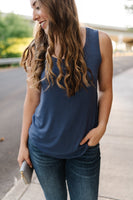 Essential Tank Top In Coal Blue
