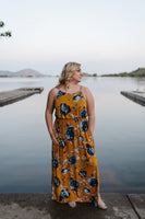 Golden Sunrise Floral Maxi Dress