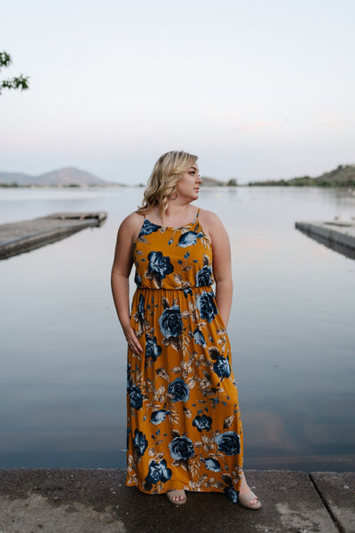Golden Sunrise Floral Maxi Dress