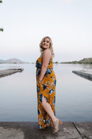 Golden Sunrise Floral Maxi Dress