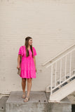 Pink Tiered V-Neck Dress