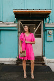 Pink Tiered V-Neck Dress