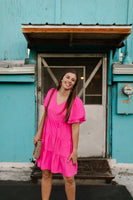 Pink Tiered V-Neck Dress