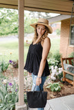 I Love Eyelet Black Button Top