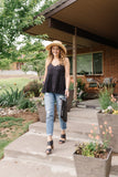 I Love Eyelet Black Button Top