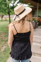 I Love Eyelet Black Button Top