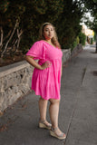 Pink Tiered V-Neck Dress