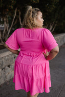 Pink Tiered V-Neck Dress