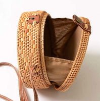 Handwoven Rattan Round Shoulder Bag