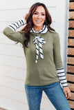 Secret Stripes Cowl Neck Top in Olive