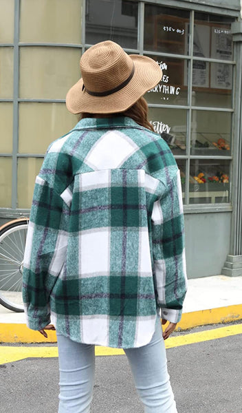 Green plaid shacket