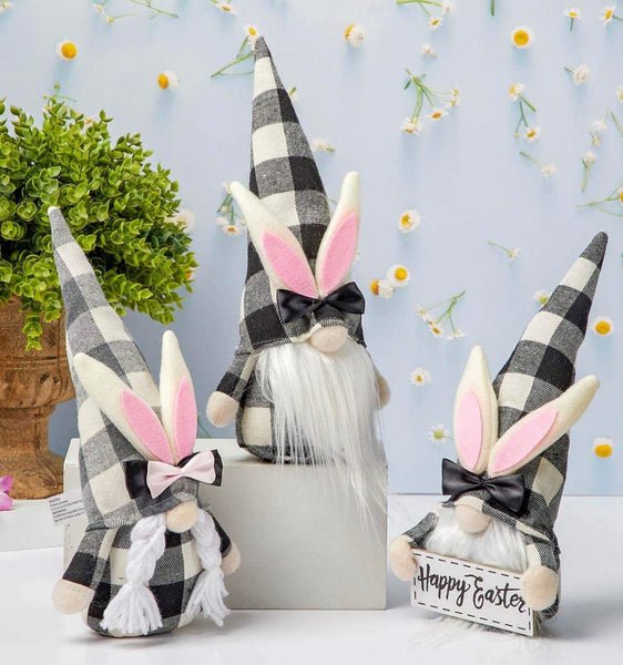 Buffalo Plaid Bunny Gnomes 3pk