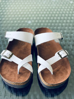Footbed Slides with Genuine Leather Straps