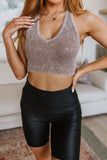 Aim Higher V-Neck Racerback Tank in Mocha