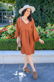 All For One Babydoll Dress In Rust