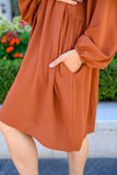 All For One Babydoll Dress In Rust