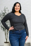 Alpine Raw Edge Long Sleeve Tee in Charcoal