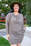 Be True Cowl Neck Knit Mini Dress In Cocoa