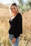 Bellissimo Draped V-Neck Sweater in Black