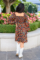 Bet On It Shirred Long Sleeve Floral Dress