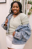 Buttons and Henley Top in Sea Salt