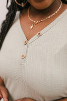 Buttons and Henley Top in Sea Salt