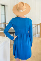 Cara Long Sleeve Knit Mini Dress In Teal