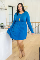 Cara Long Sleeve Knit Mini Dress In Teal