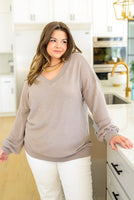Caught a Vibe V-Neck Waffle Knit Top