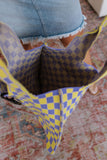Checkerboard Lazy Wind Big Bag in Lilac & Yellow