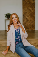 Chic In Pink Ruched 3/4 Sleeve Blazer
