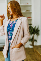 Chic In Pink Ruched 3/4 Sleeve Blazer