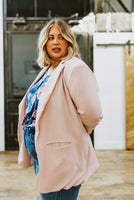 Chic In Pink Ruched 3/4 Sleeve Blazer