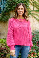 Claim The Stage Knit Sweater In Hot Pink