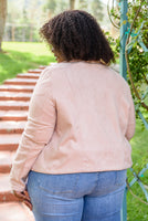 Clara Faux Suede Moto Jacket In Blush