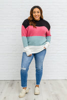 Color Blocked Striped Knit Sweater