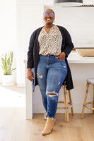 Countless Memories Split Neckline Dot Print Top