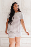 Cozy In Stripes Shorts in Gray