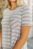 Cozy In Stripes Top in Gray