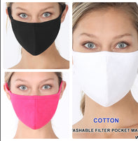Washable Cotton Filter Pocket Face Mask