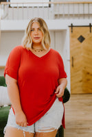 Easy Mornings V-Neck T-Shirt In Red